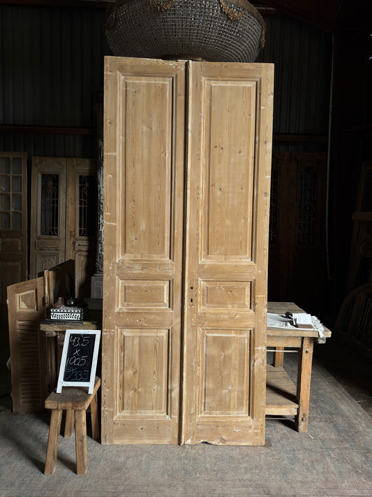 3 Panel Antique Solid French Doors - 43.5x100.5 J335