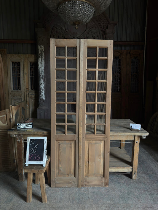 16 Light Baltic Pine French Doors - 32x80 K26