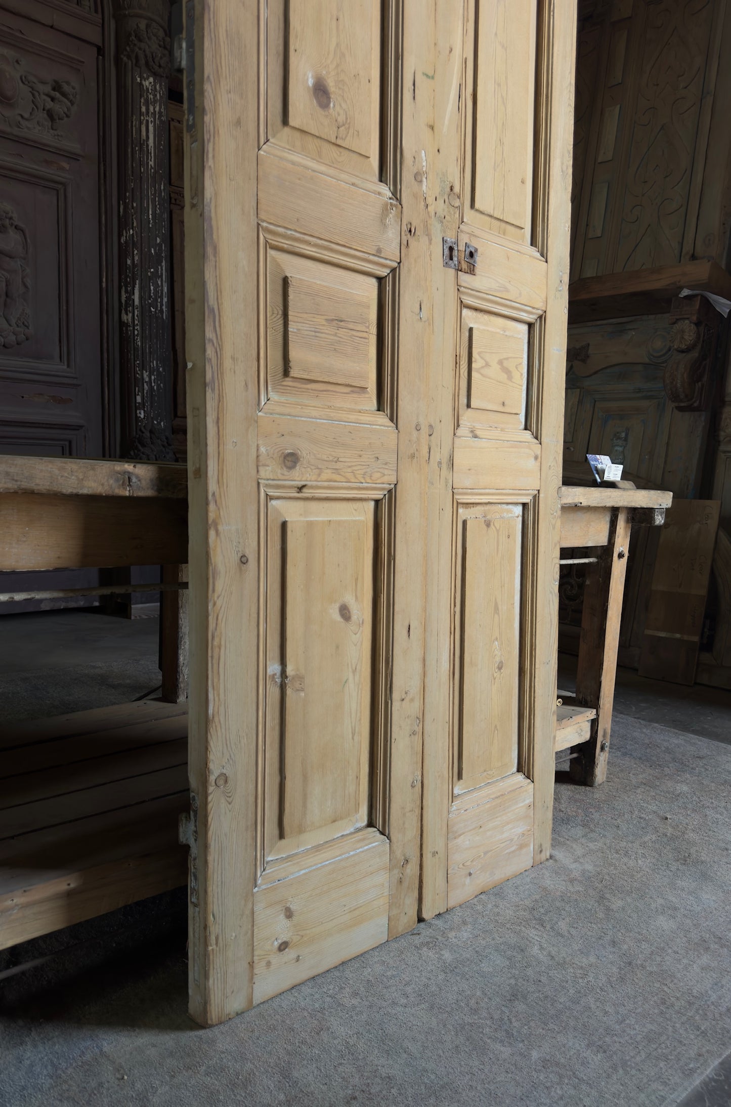 3 Panel Antique Solid French Doors - 33x97.5 K369