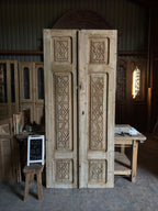 Antique Carved 3 Panel Solid Doors - 41.25x92.5 J149