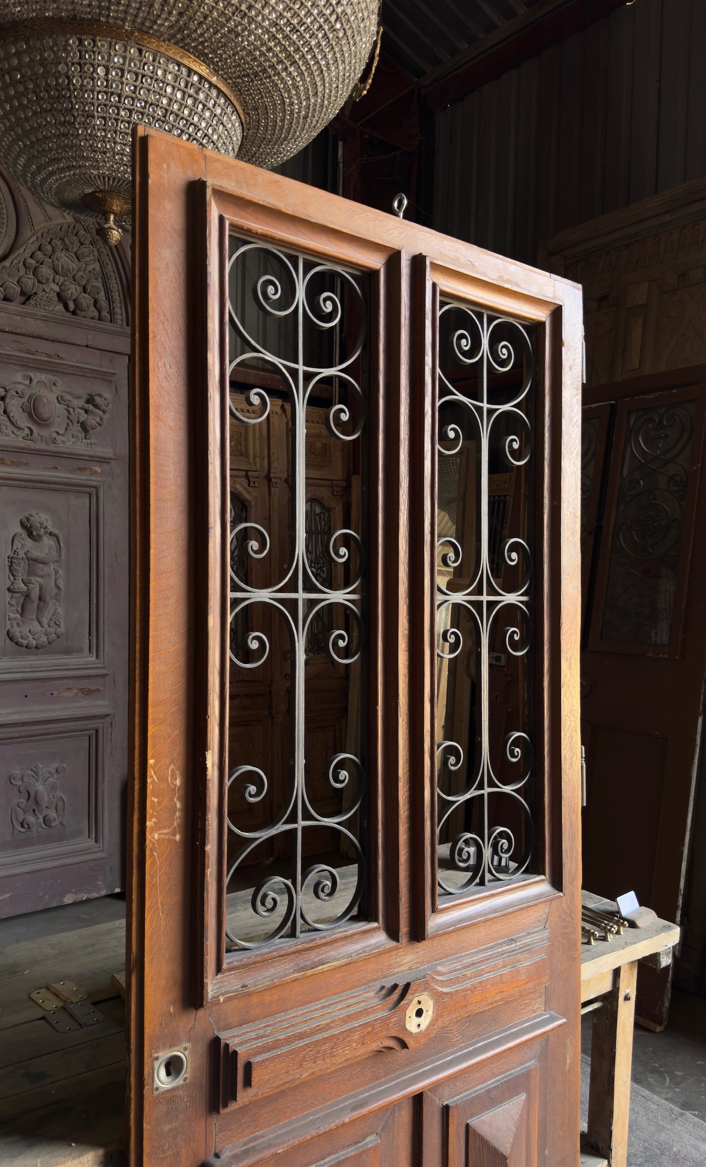 Antique French Iron Grille Single Door - 41x90 - L439