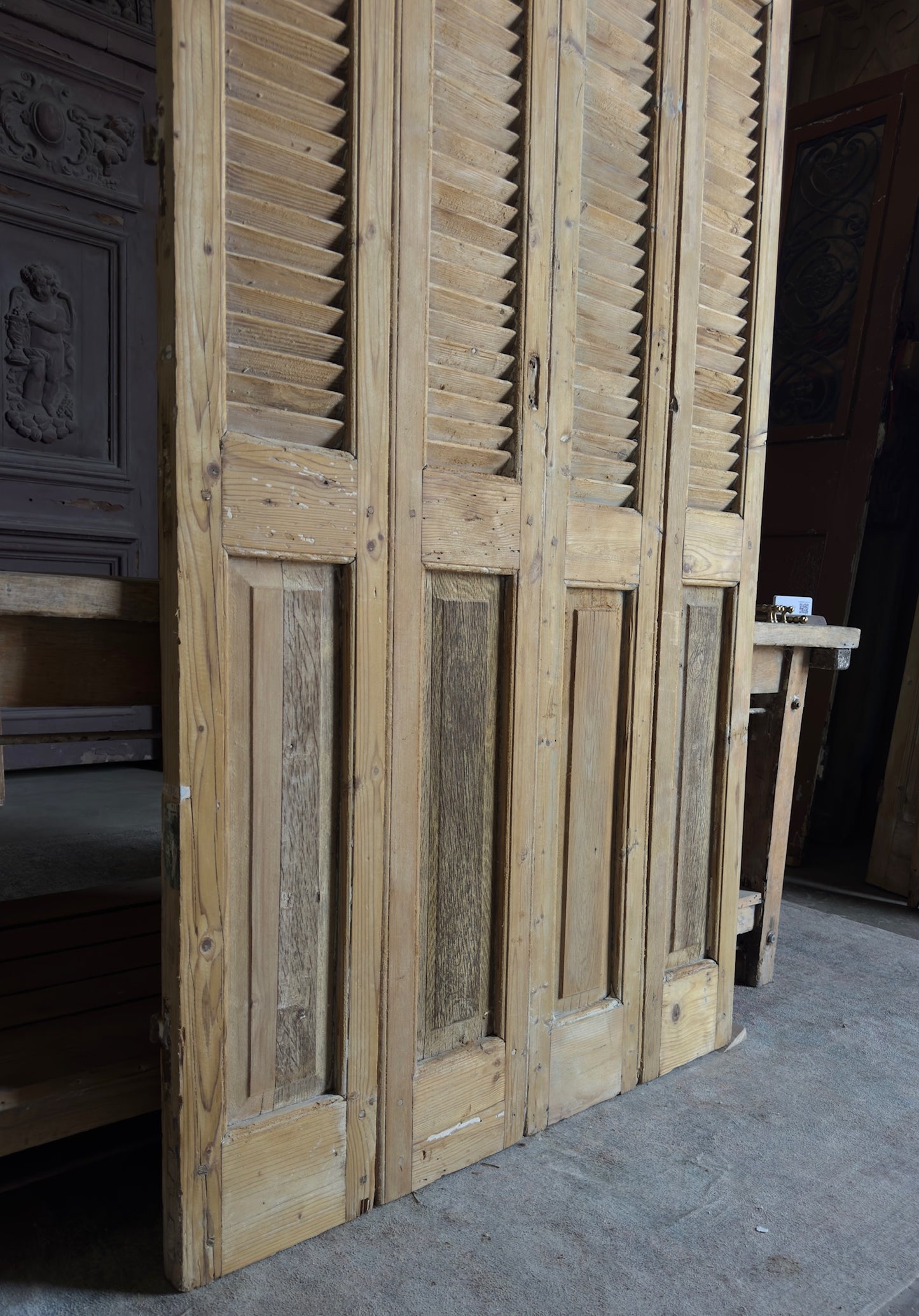 European French Antique Louvered Shutters - 43x90.5 - L409