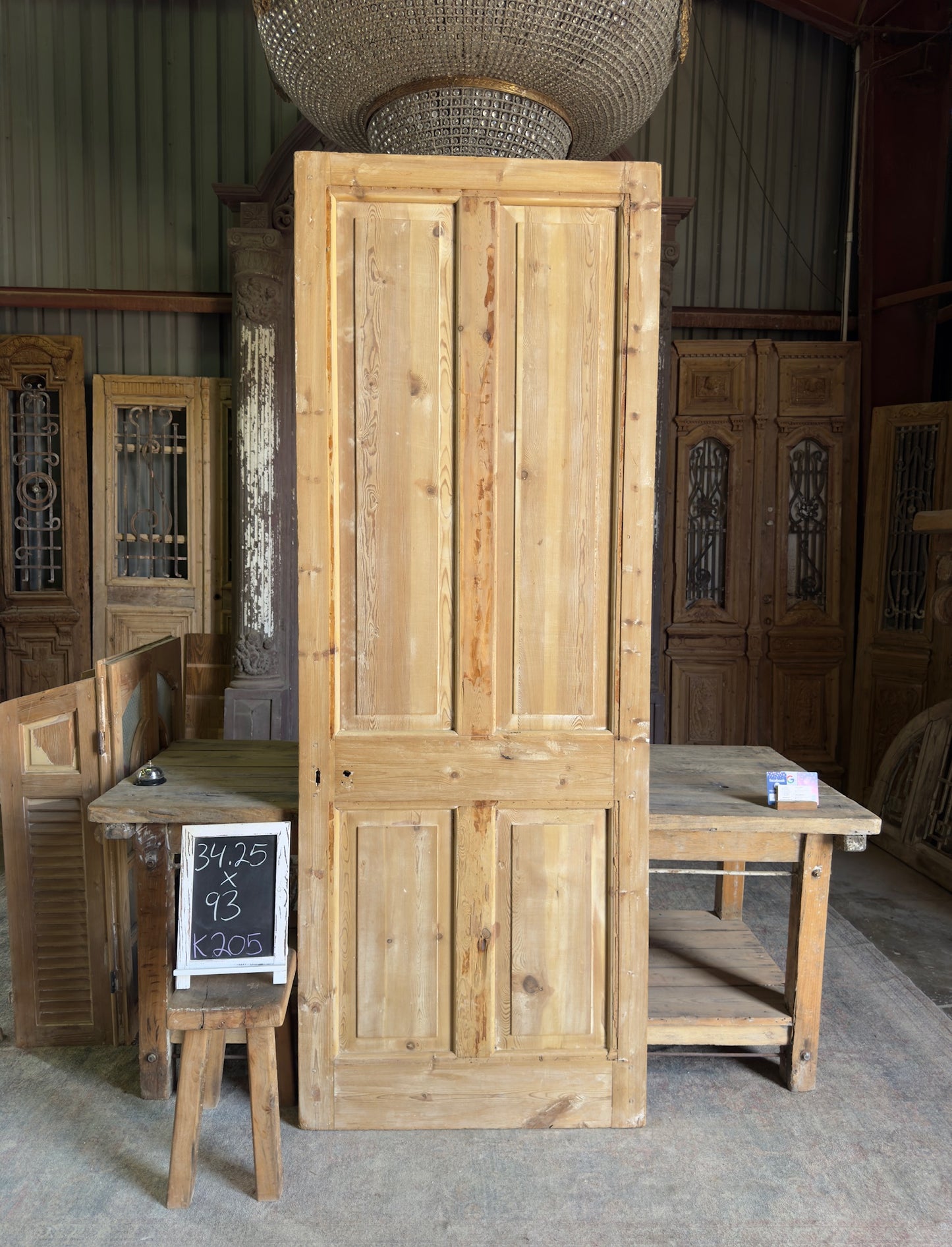 4 Panel Single Solid Antique Door - 34.25x93 K205