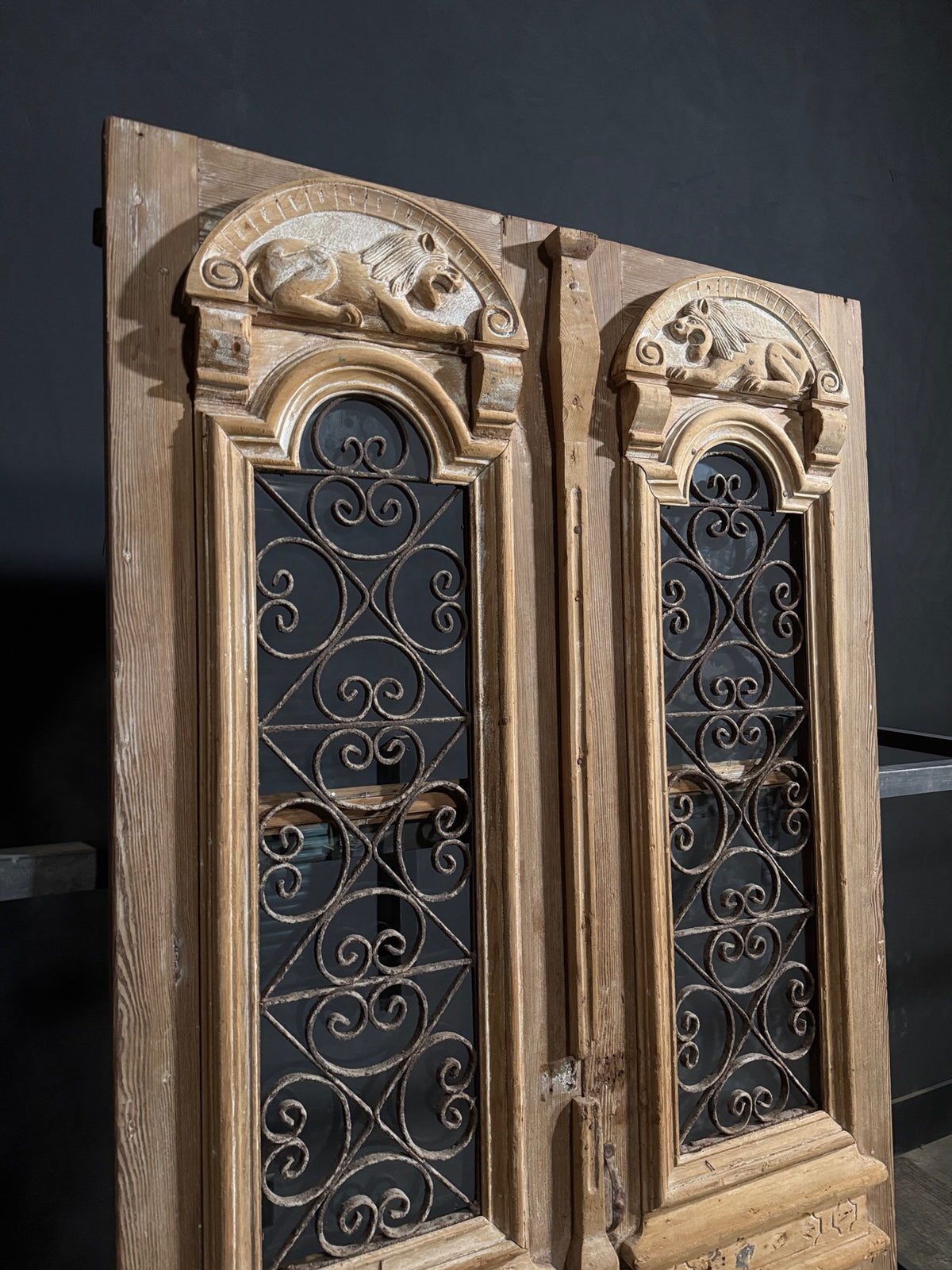 Antique Carved Iron French Doors - 51x95 - N695