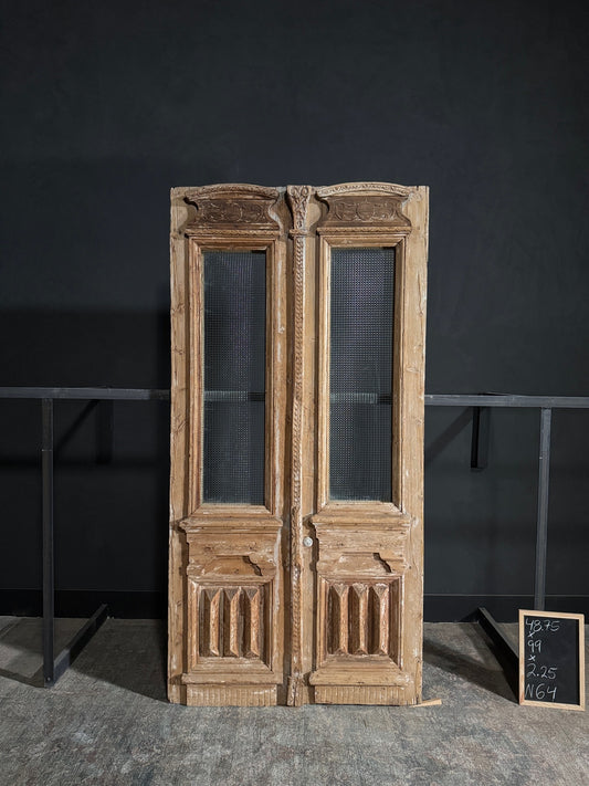 Antique Glass 1 Lite French Doors - 48.75x99 - N64