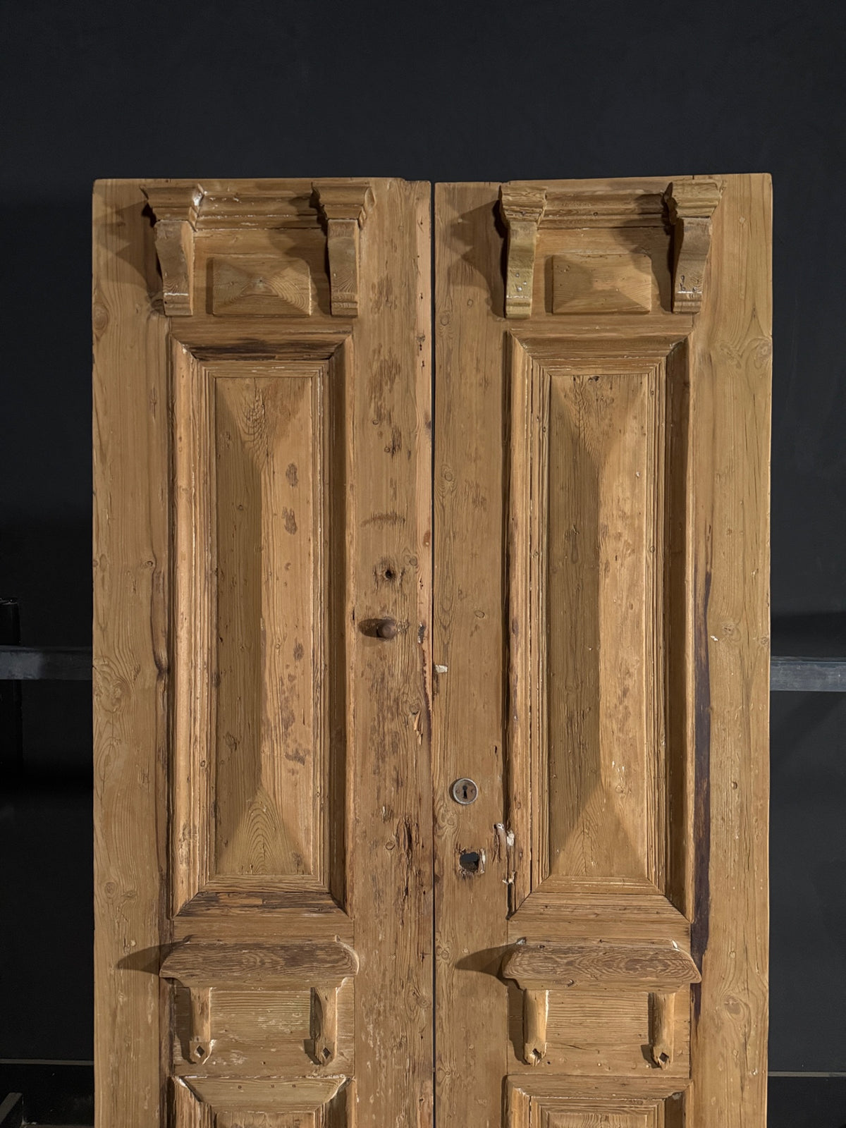 Antique 3 Panel Solid Double Doors - 43.25x90.25 - N543