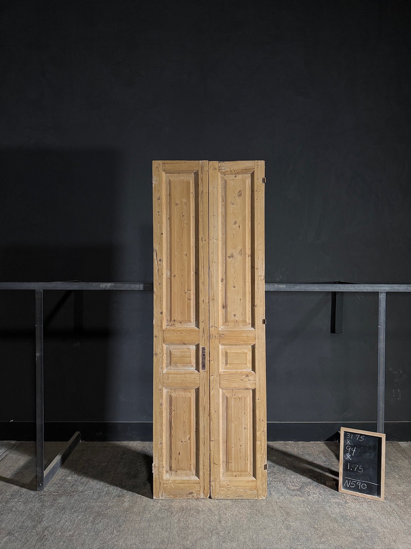 Antique 3 Panel Solid Double Doors - 31.75x94 - N590
