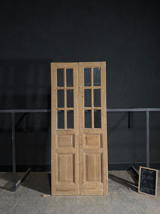 Antique Glass 6 Lite French Doors - 39.5x93.5 - N574