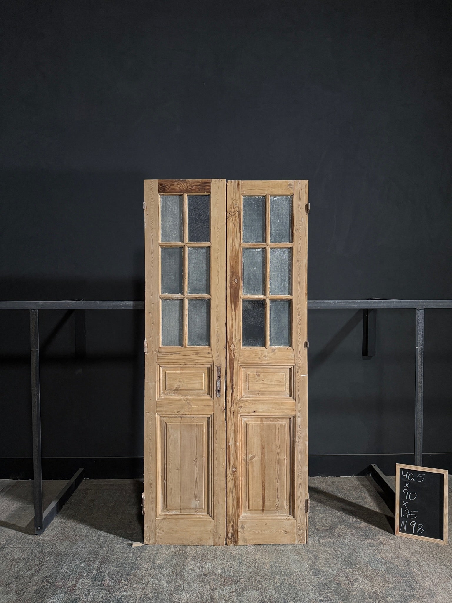 Antique Obscured Glass 6 Lite French Doors - 40.5x90 - N98