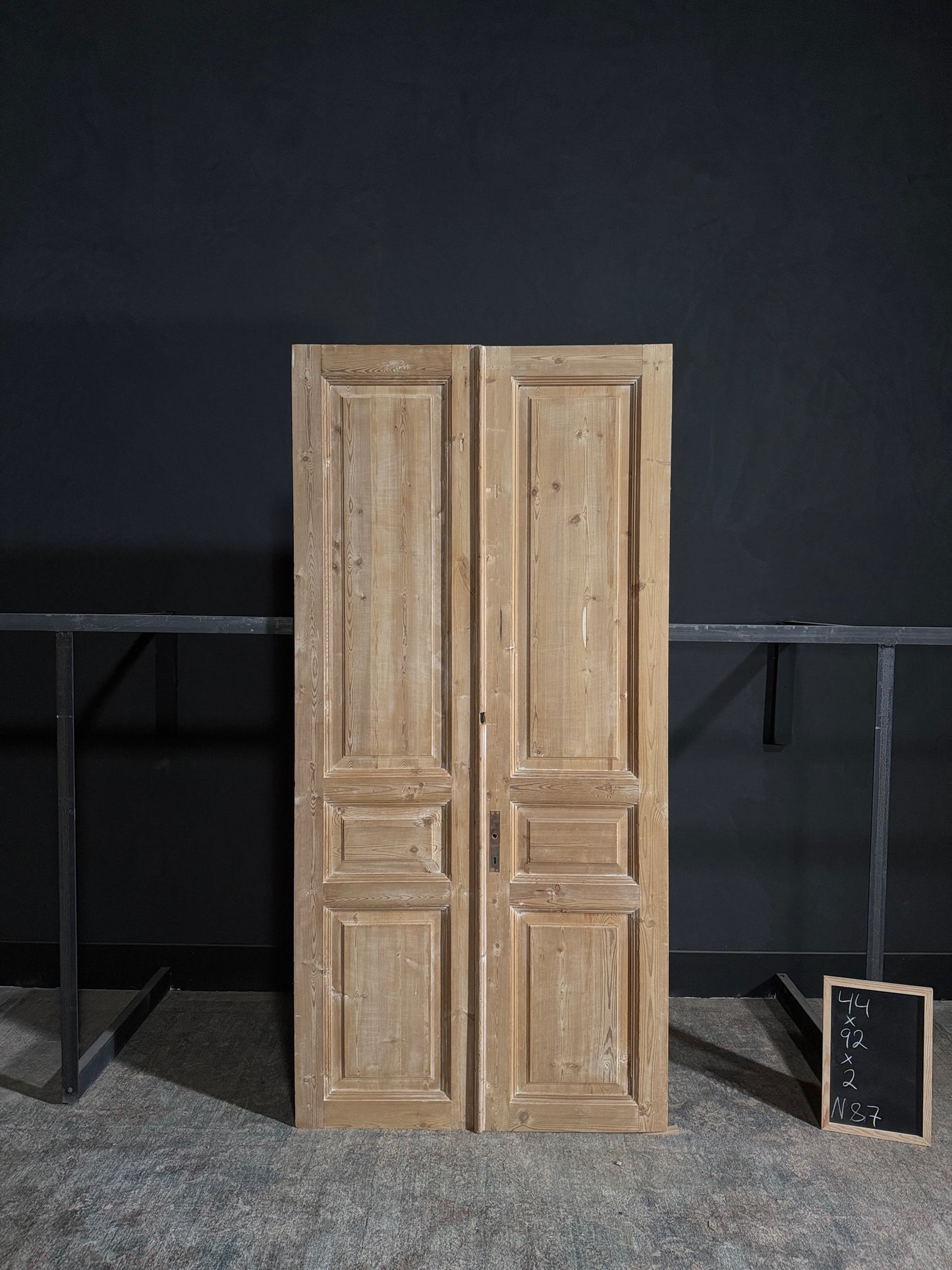 Antique 3 Panel Solid Double Doors - 44x92 - N87