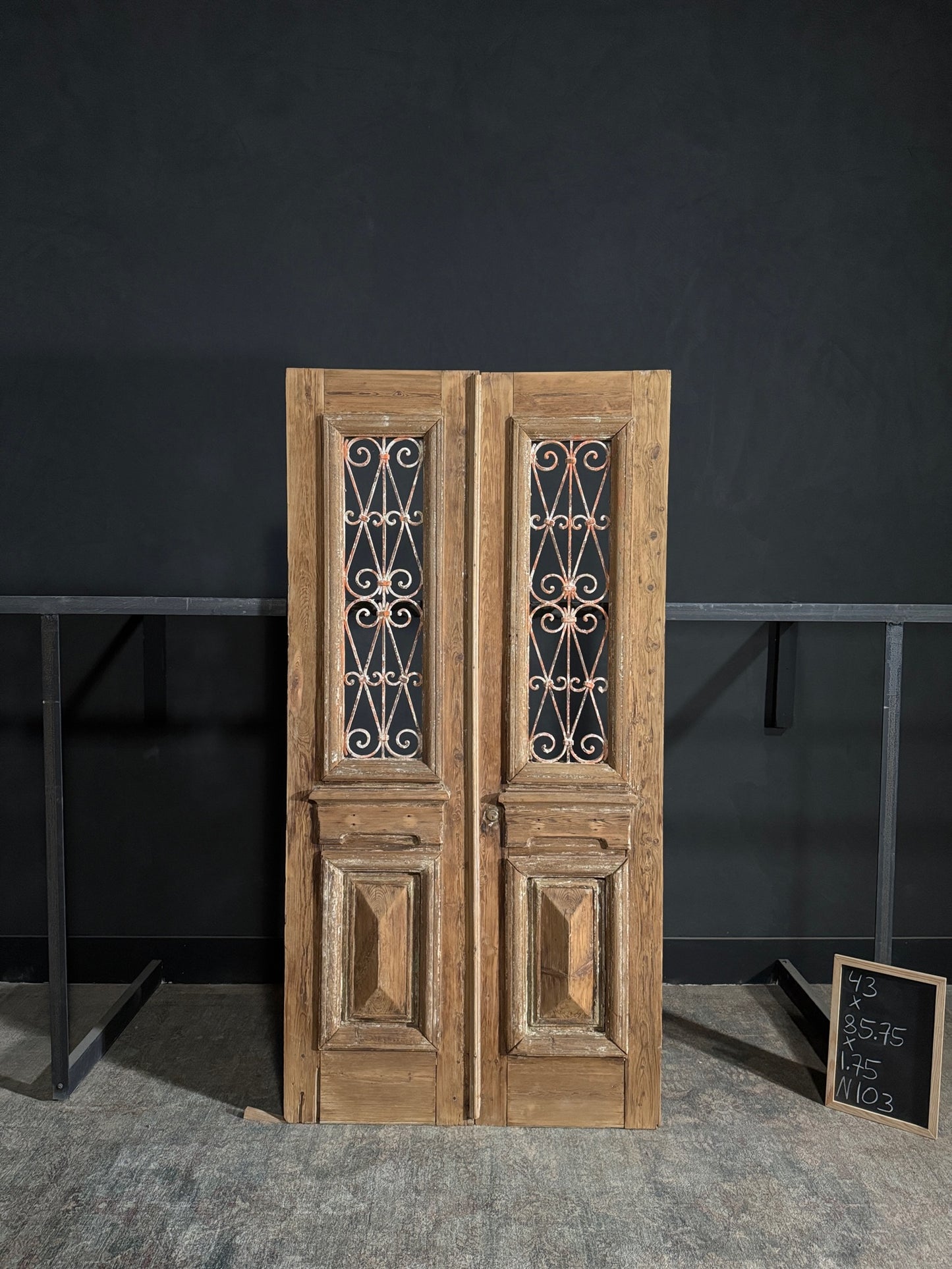 Antique Iron French Doors - 43x85.75 - N103