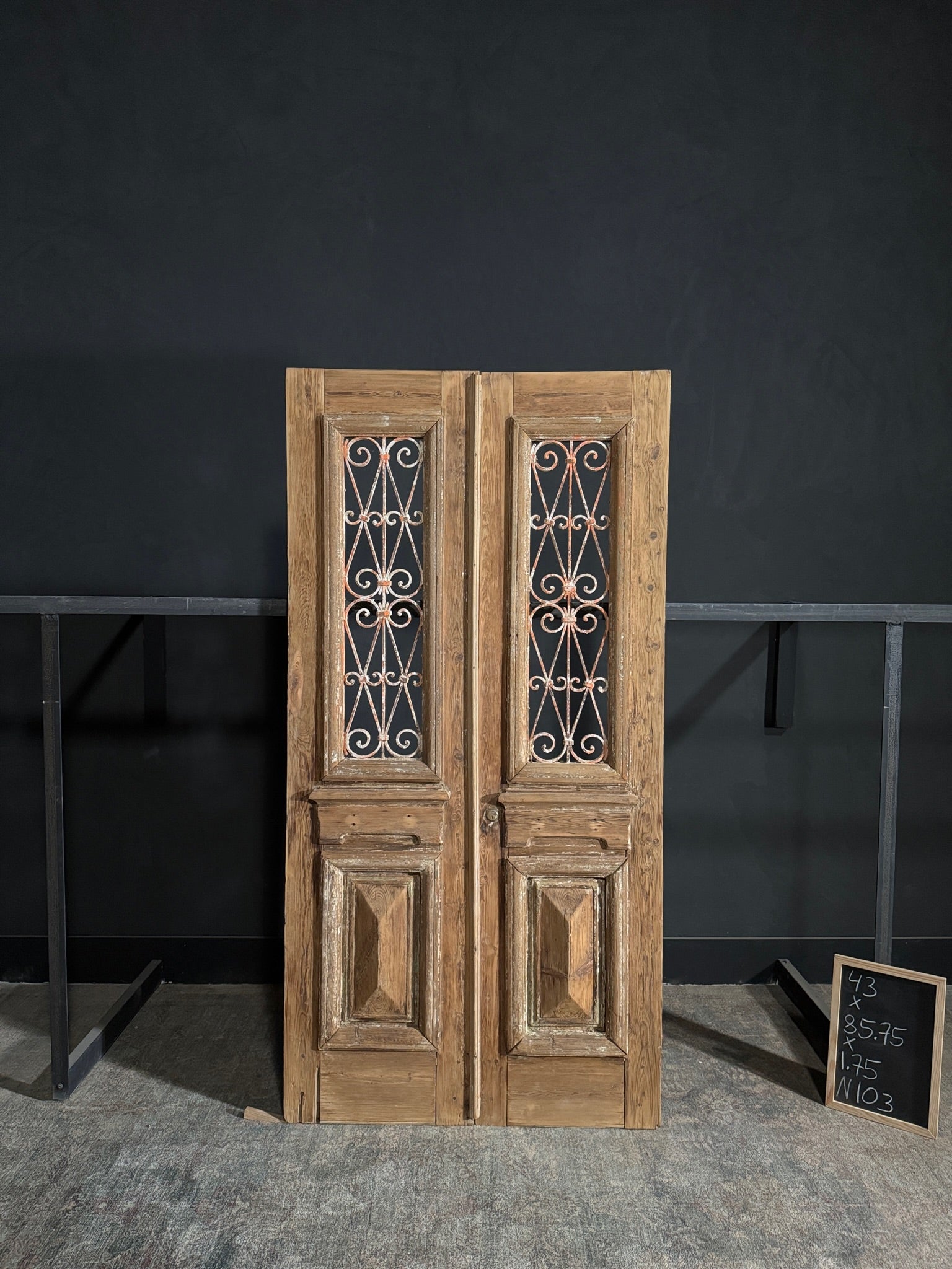 Antique Iron French Doors - 43x85.75 - N103