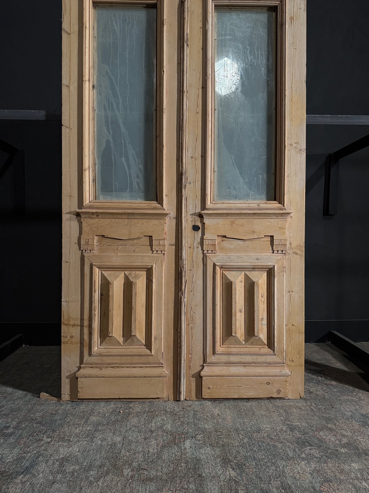 Antique Obscured Glass 1 Lite French Doors - 50.25x92 - N62