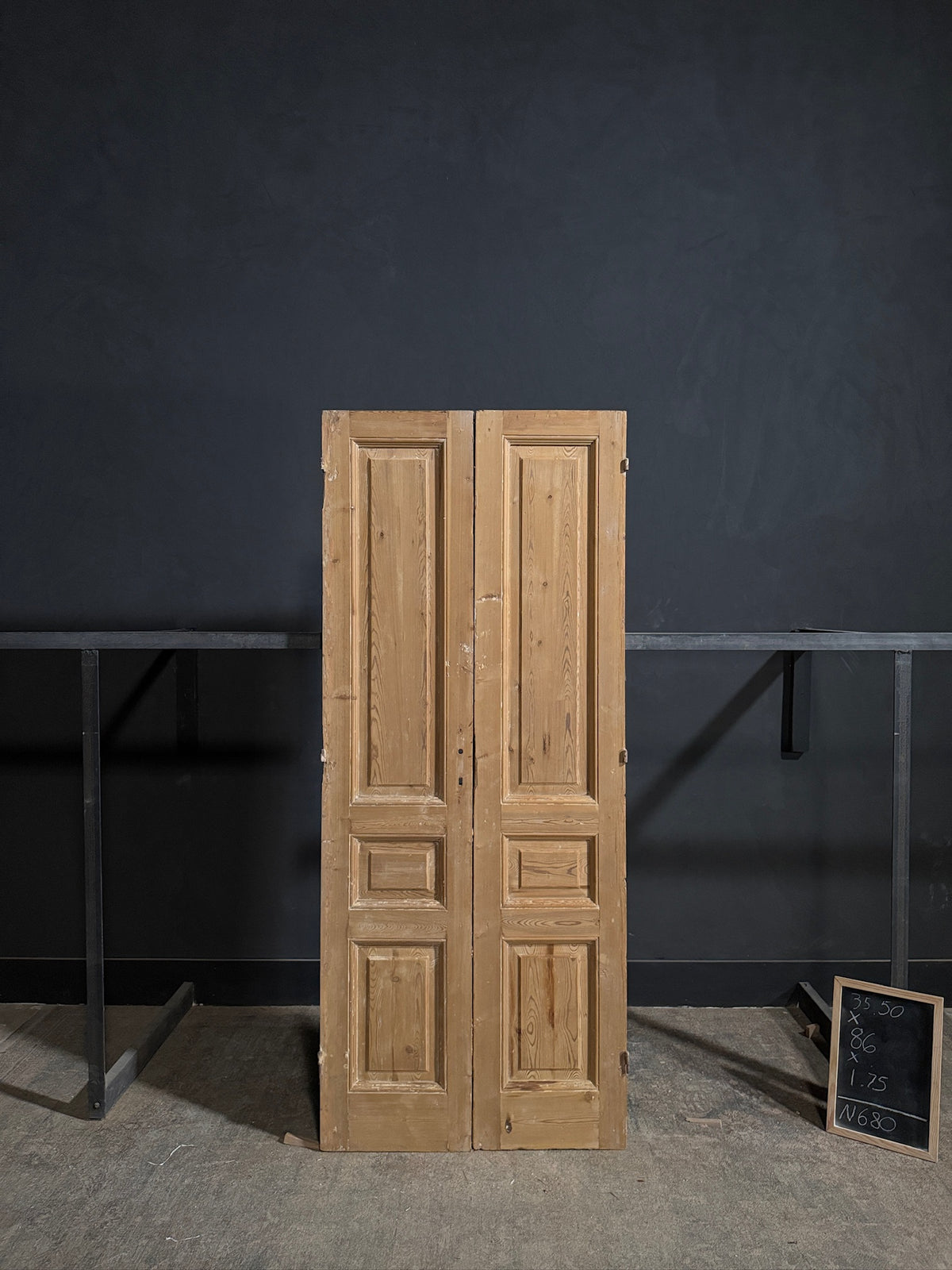 Antique 3 Panel Solid Double Doors - 35.5x86 - N680