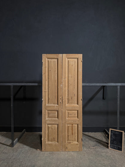 Antique 3 Panel Solid Double Doors - 35.5x86 - N680
