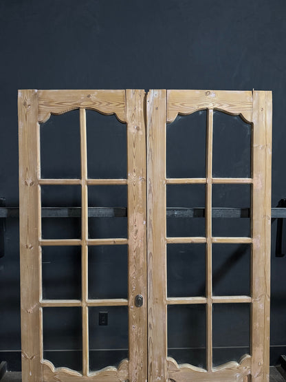 Antique Raised Panel Glass French Doors - 53x84.5 - N779