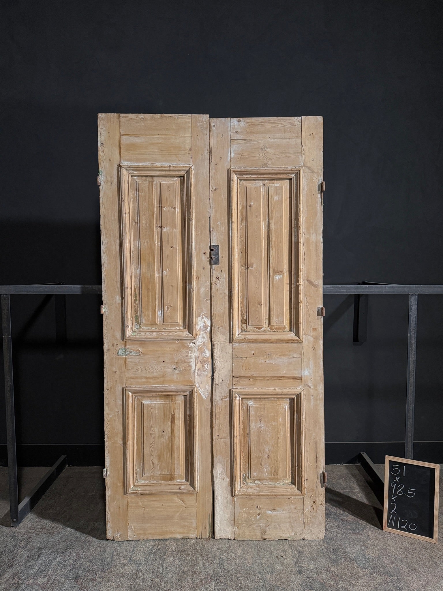 Antique 4 Panel Solid Double Doors - 51x98.5 - N120