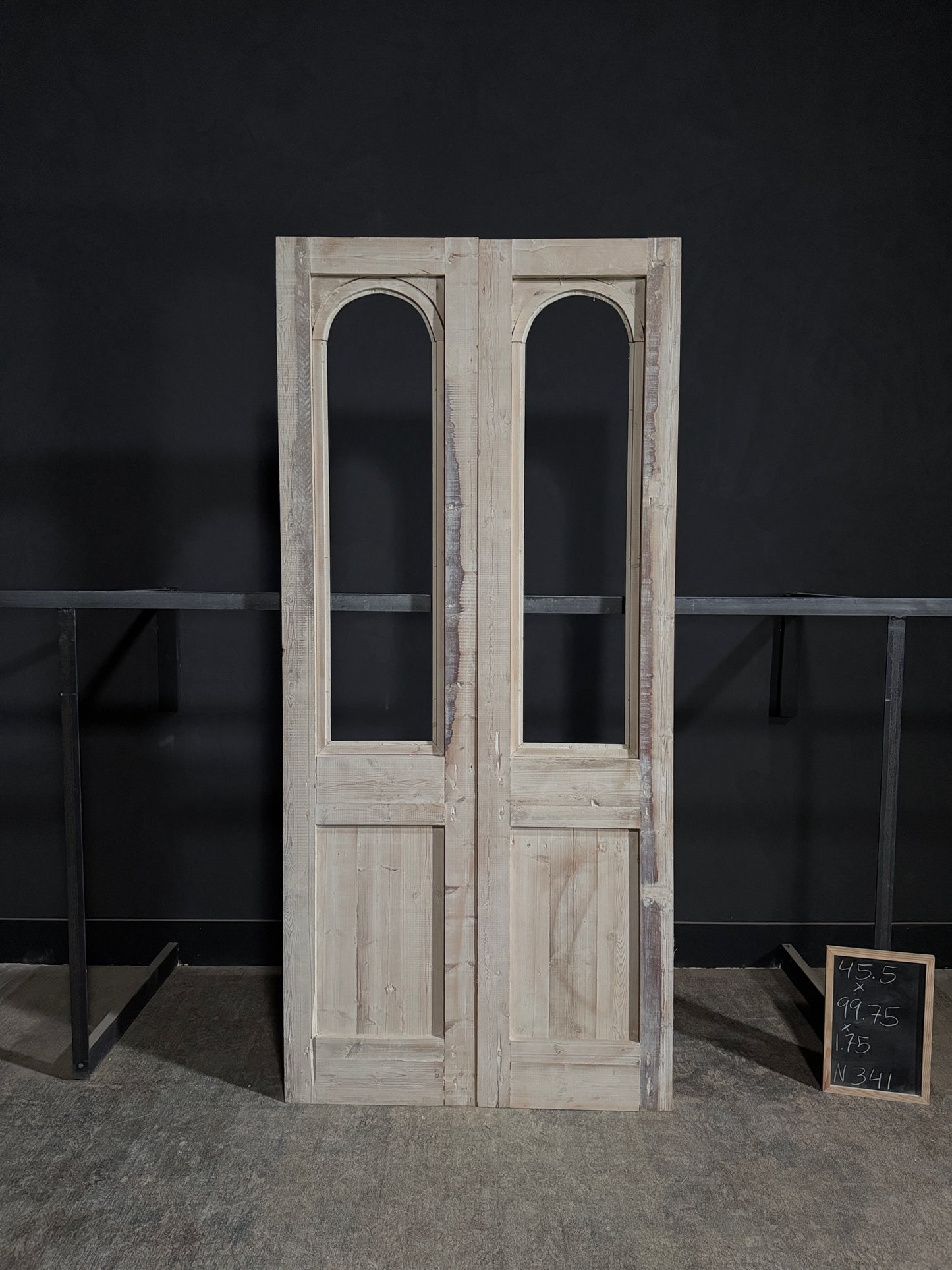 Antique Carved Arched Double Doors - 45.5x99.75 - N341
