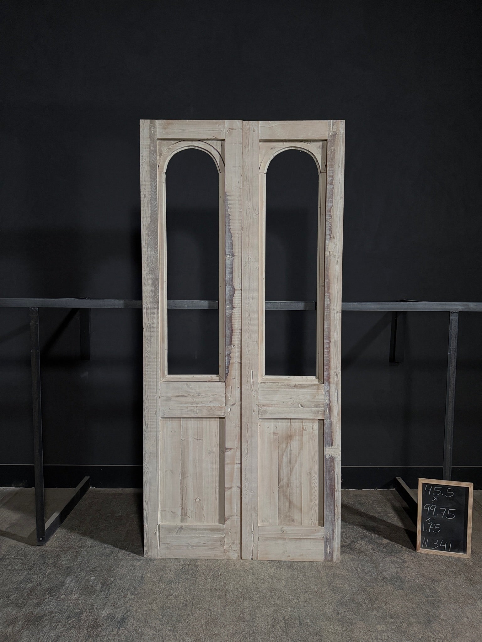 Antique Carved Arched Double Doors - 45.5x99.75 - N341