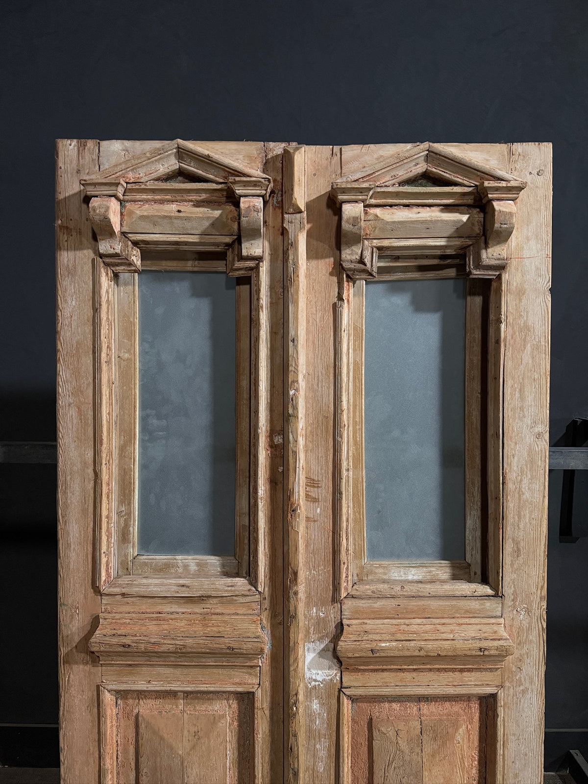 Antique Architectural Textured Glass Double Doors - 47x88.25 - N745