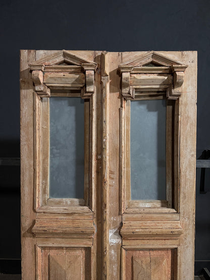 Antique Architectural Textured Glass Double Doors - 47x88.25 - N745