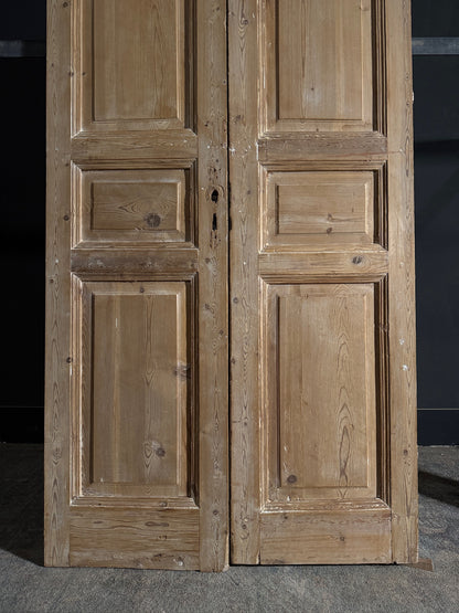 Antique 3 Panel Solid Double Doors - 41.75x97 - N594