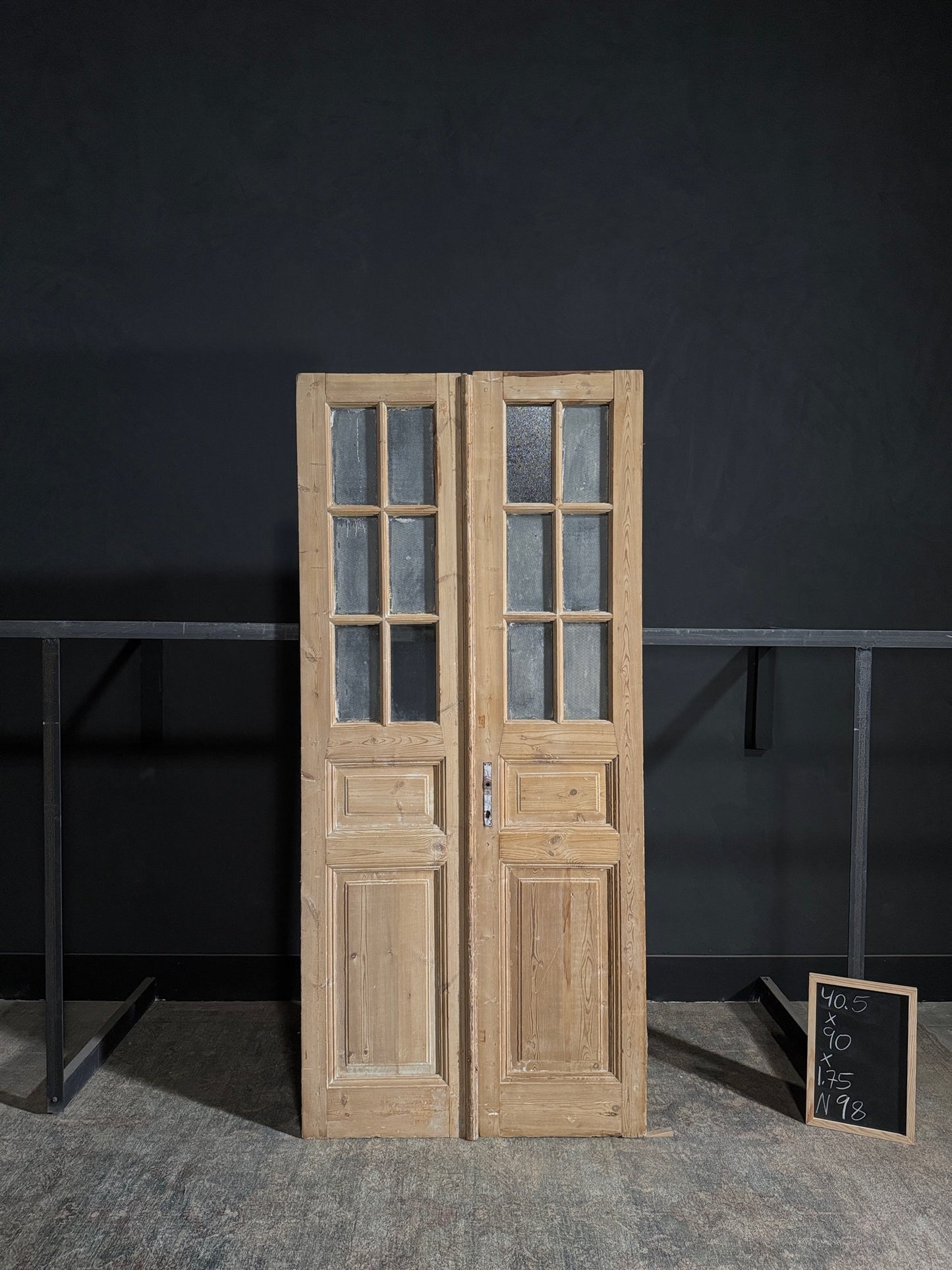 Antique Obscured Glass 6 Lite French Doors - 40.5x90 - N98