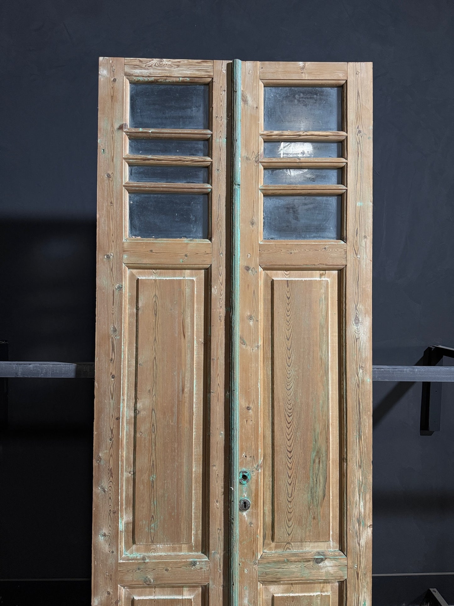 Antique Obscured Glass 2 Lite French Doors - 39.25x104 - N162