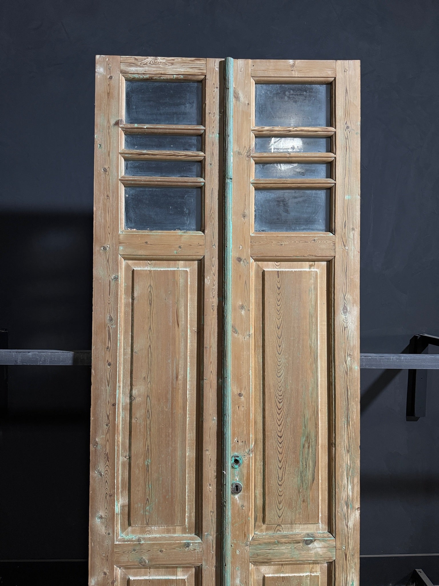 Antique Obscured Glass 2 Lite French Doors - 39.25x104 - N162