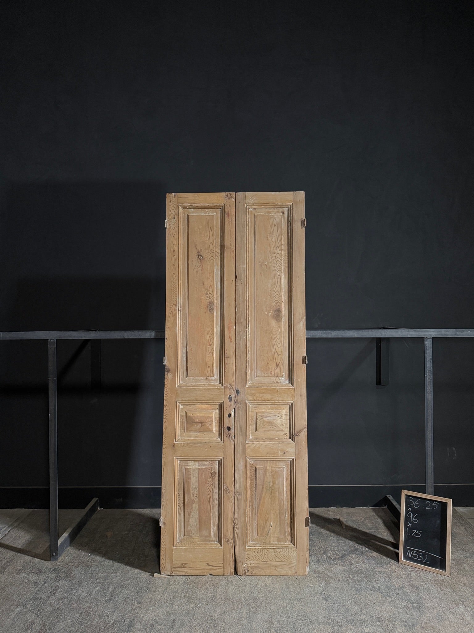 Antique 3 Panel Solid Double Doors - 36.25x96 - N532