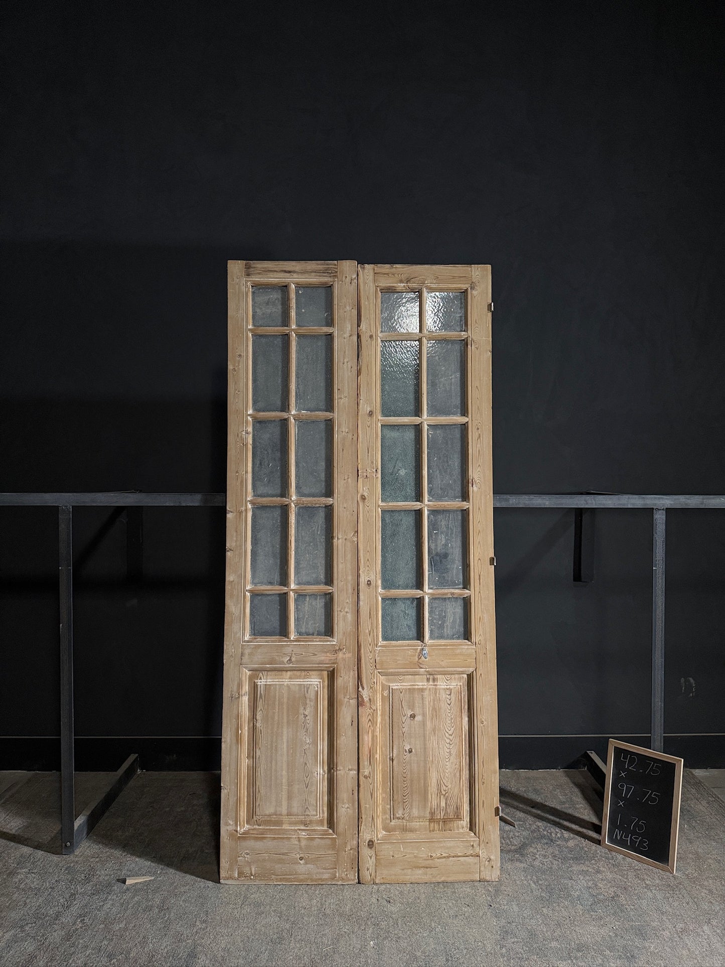 Antique Obscured Glass French Doors - 42.75x97.75 - N493