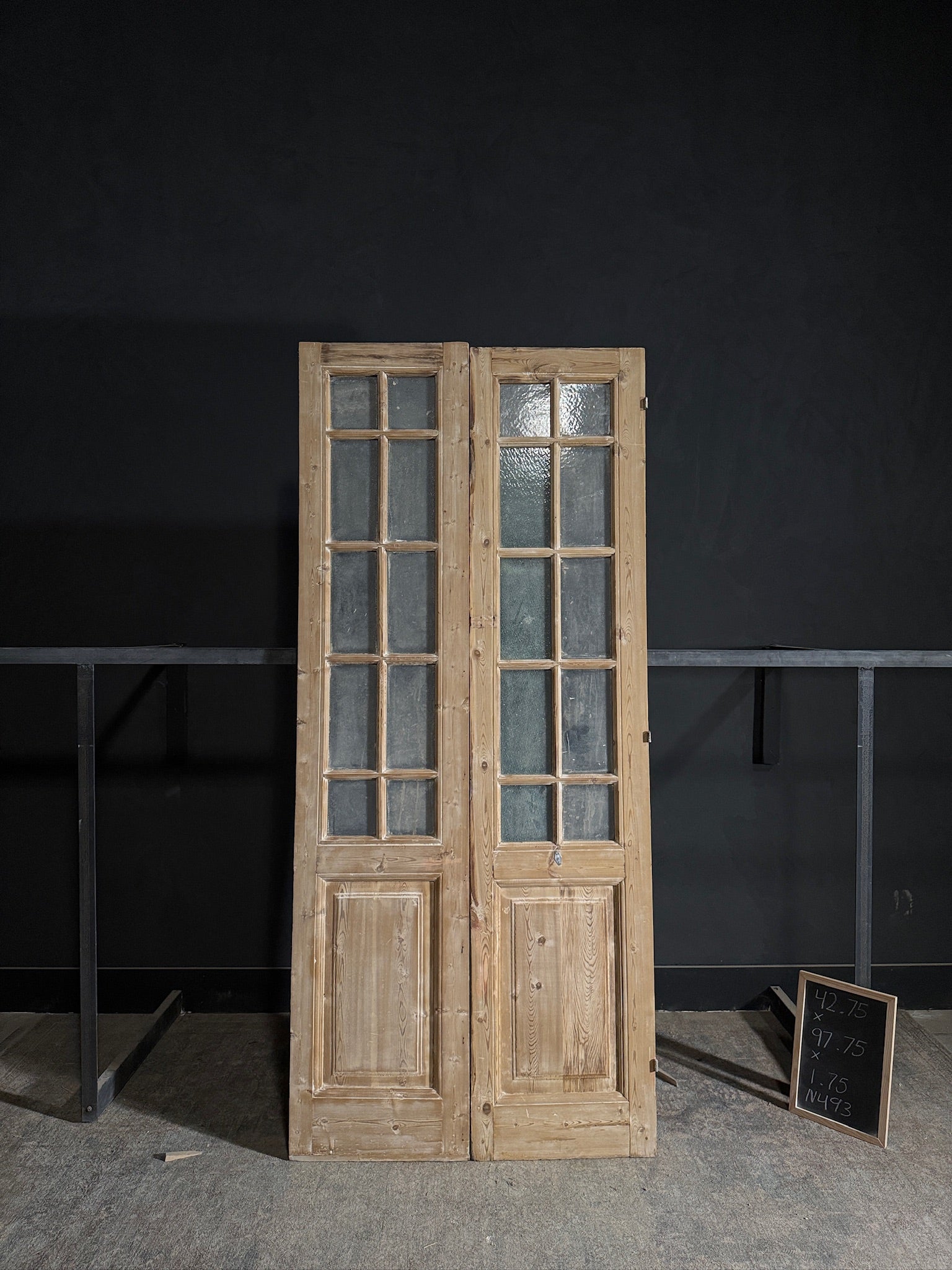 Antique Obscured Glass French Doors - 42.75x97.75 - N493