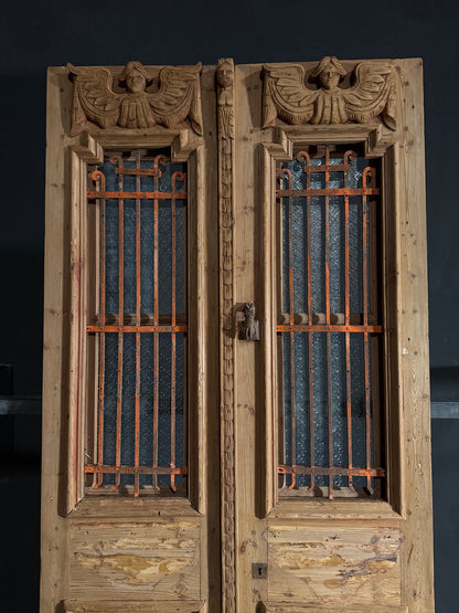 Antique Carved Iron French Doors - 46.75x101 - N600