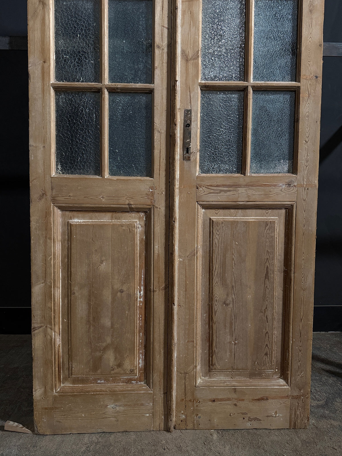Antique Textured Glass Raised Panel French Doors - 42x95.5 - N768