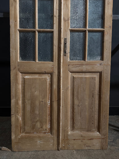 Antique Textured Glass Raised Panel French Doors - 42x95.5 - N768
