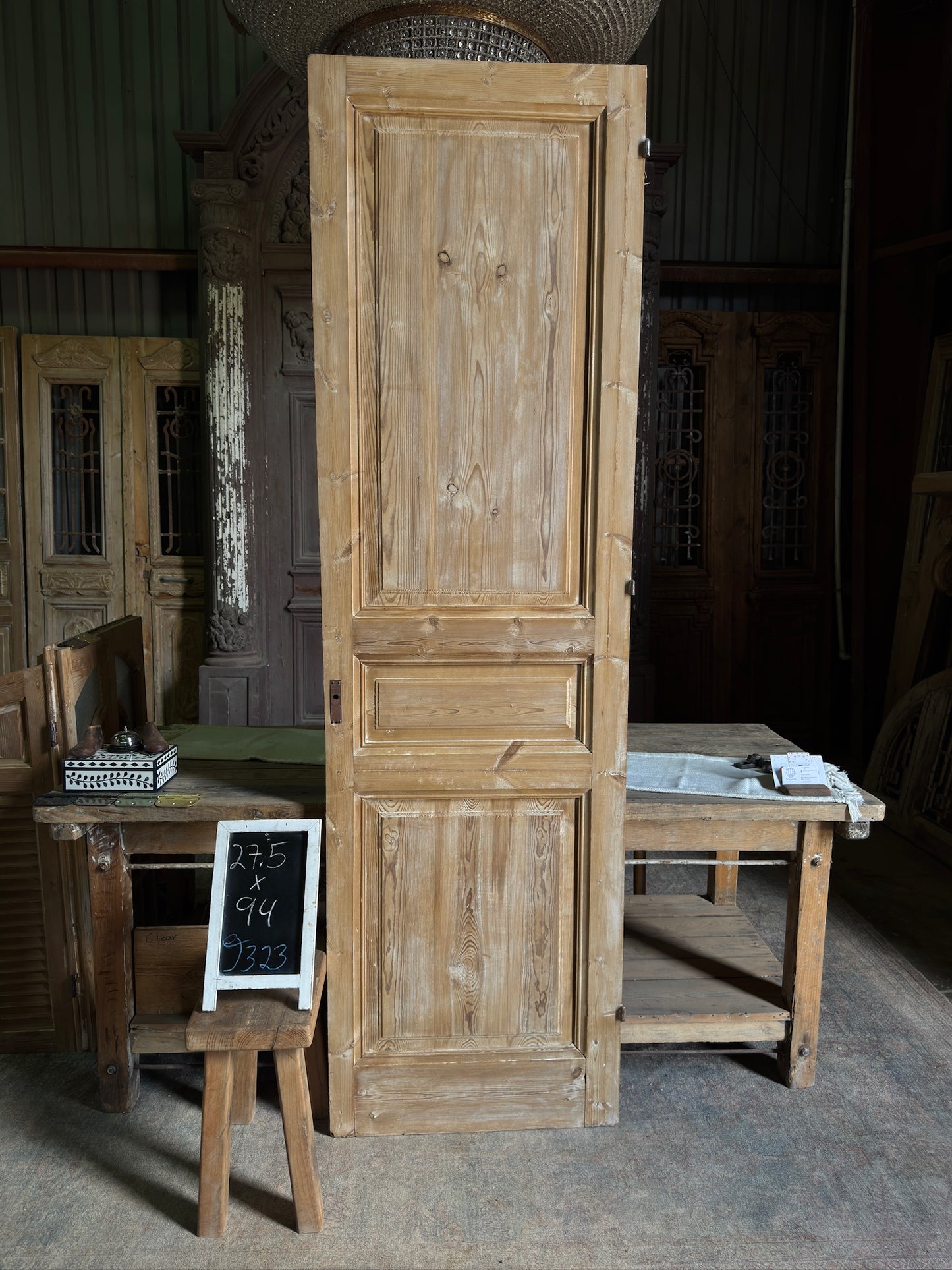 3 Panel Single Solid Antique Door - 27.5x94 J323