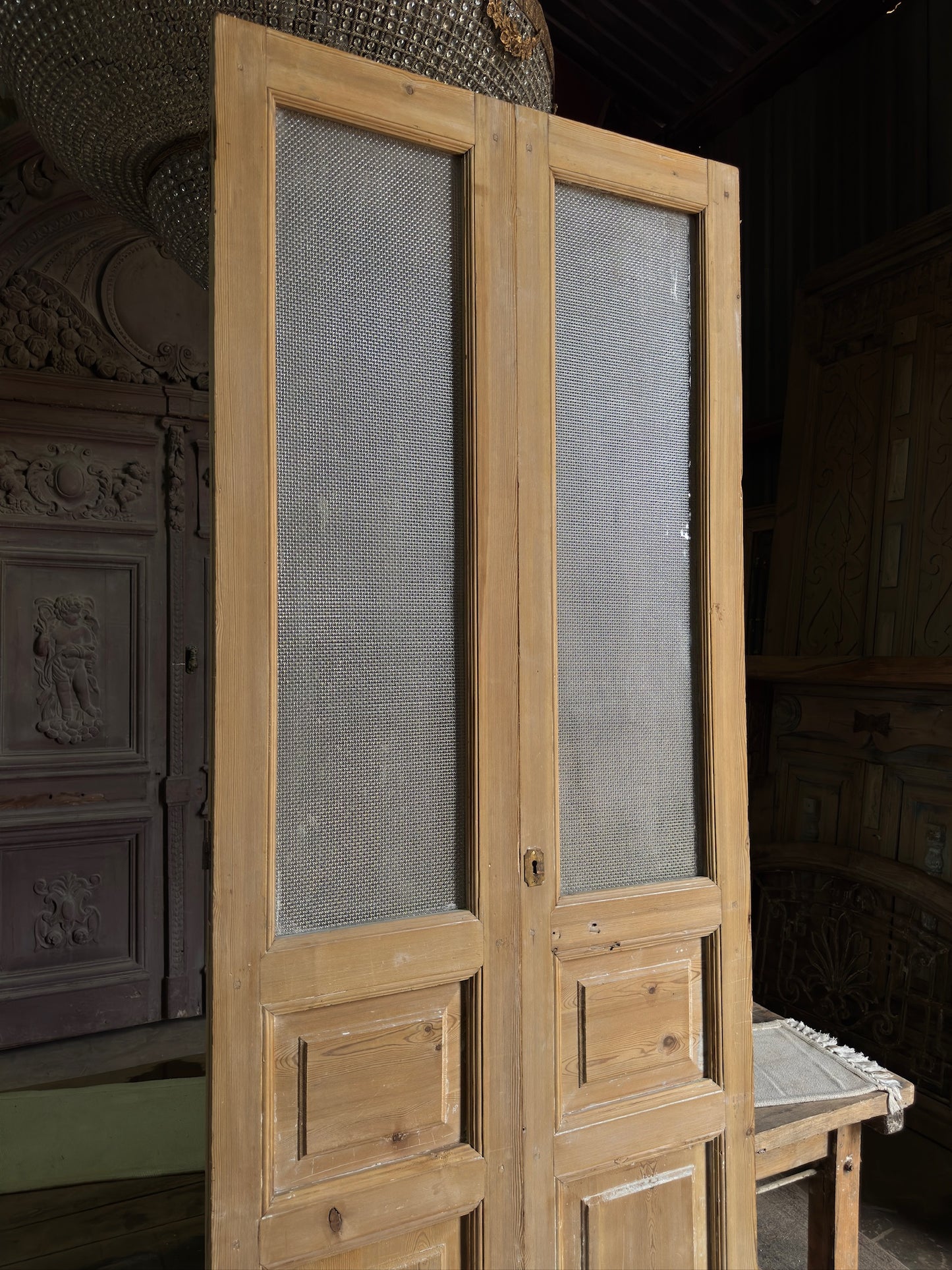 3 Panel Antique Glass French Doors - 37.5x101.5 J502