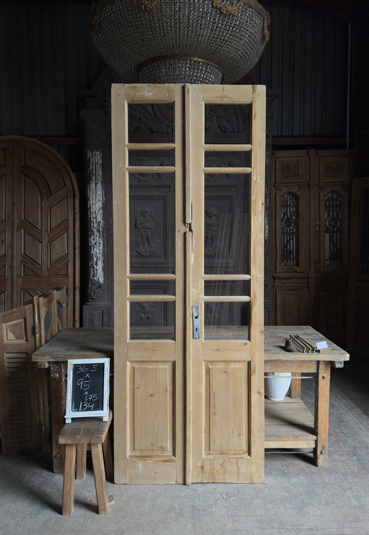 Glass Antique French Doors - 36.5x95 - L134