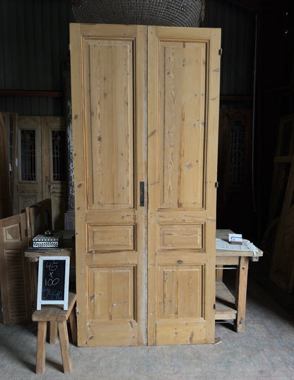 3 Panel Antique Solid French Doors - 45x100 J440