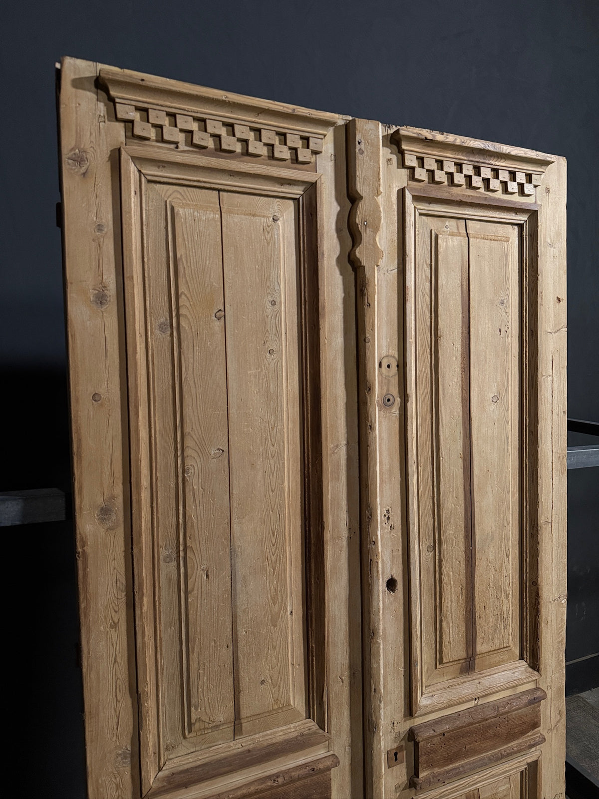 Antique Carved 3 Panel Double Doors - 47.5x90 - N706