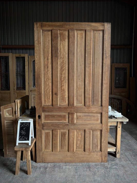 Solid Single Antique French Oak Door - 50.25x96 - G124