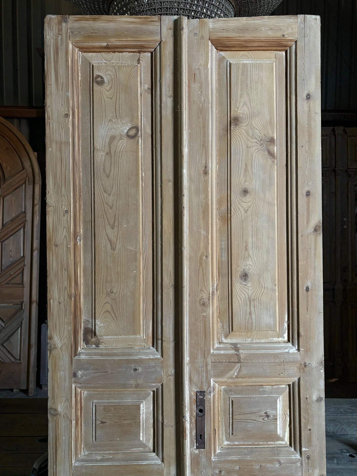 3 Panel Antique Solid French Doors - 35.25x93.75 - L103