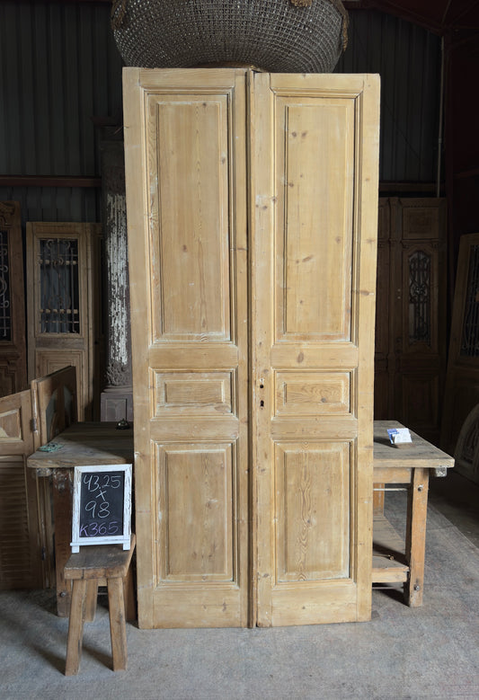3 Panel Antique Solid French Doors - 43.25x98 K365