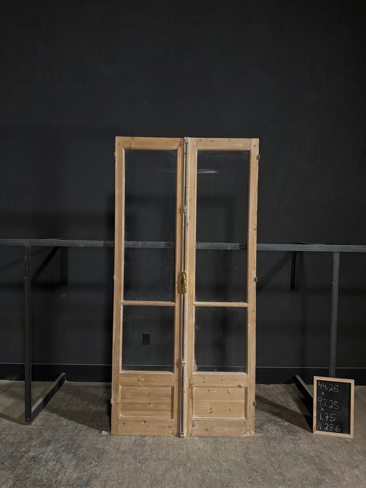 Antique Glass 2 Lite French Doors - 44.25x92.25 - N286