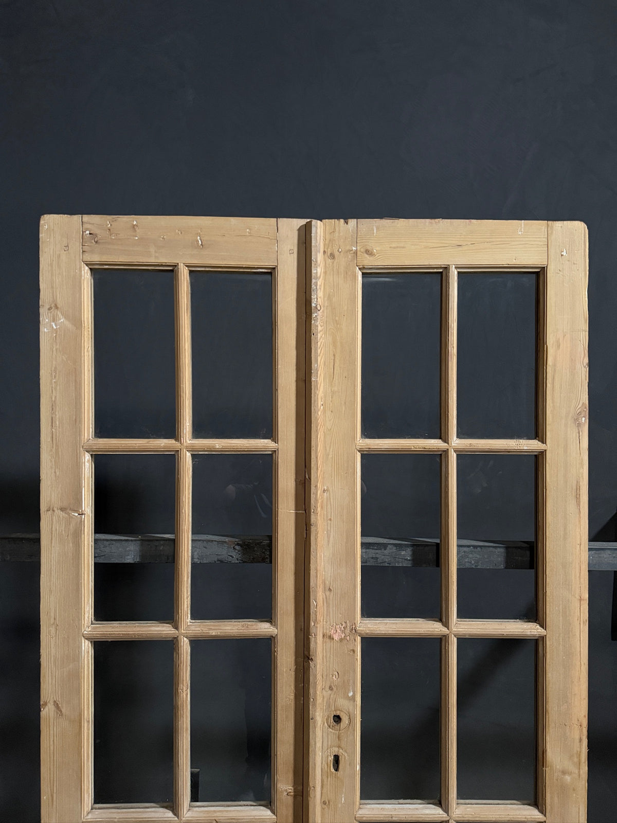 Antique Raised Panel Glass French Doors - 44x85.5 - N775