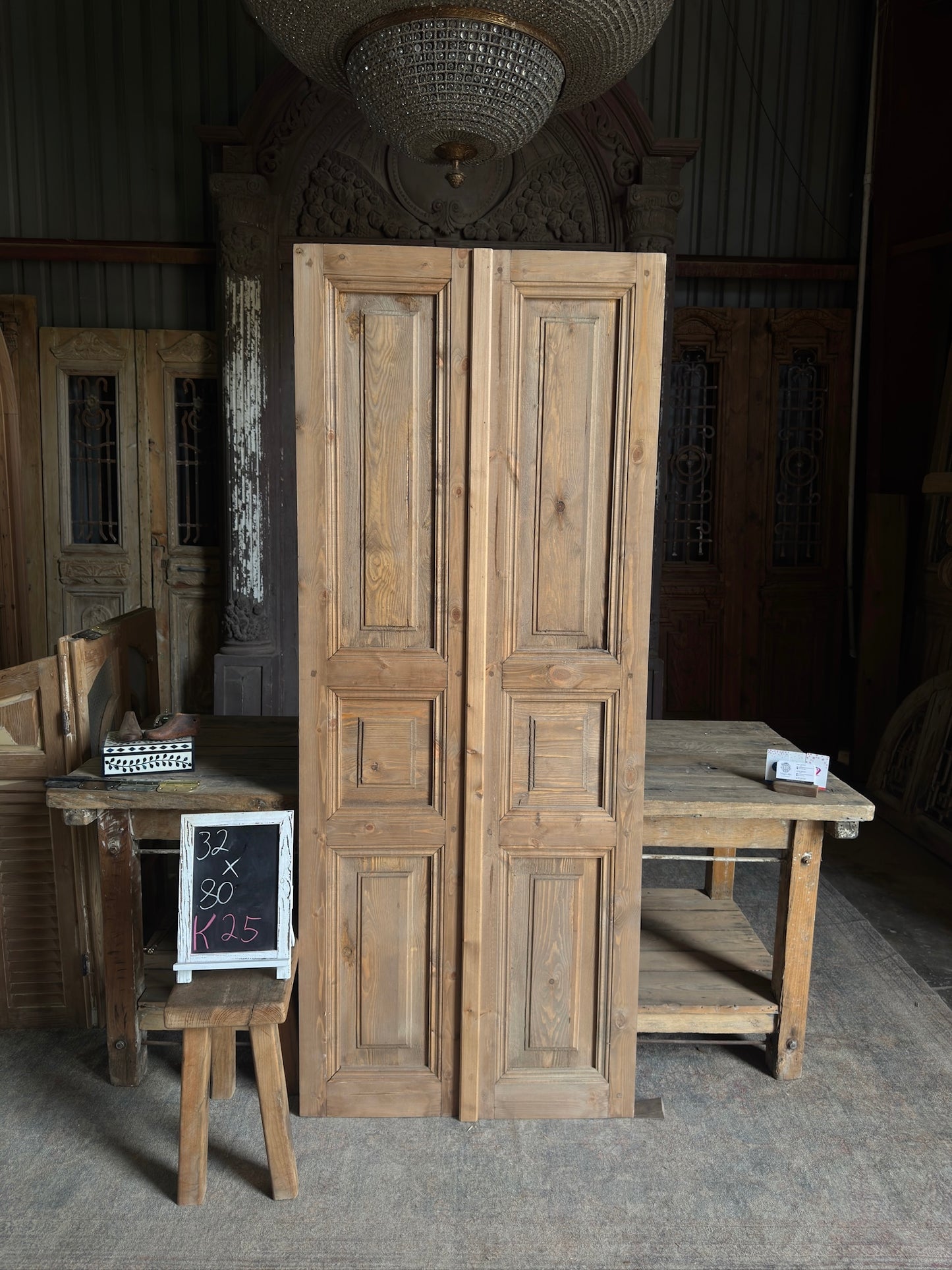 Handcrafted 3 Panel Solid Baltic Pine French Doors - 32x80 K25