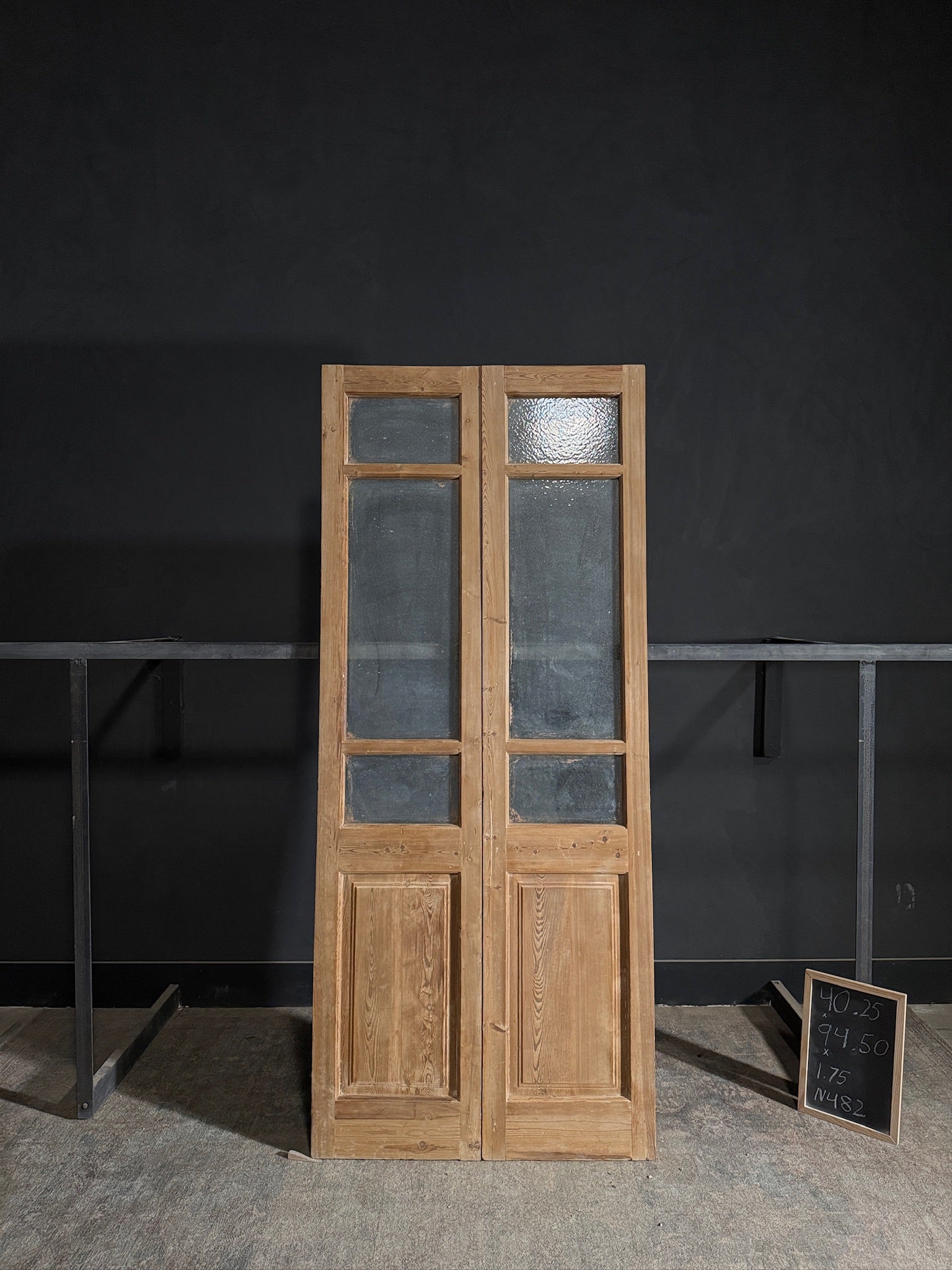 Antique Obscured Glass 3 Lite French Doors - 40.25x94.5 - N482