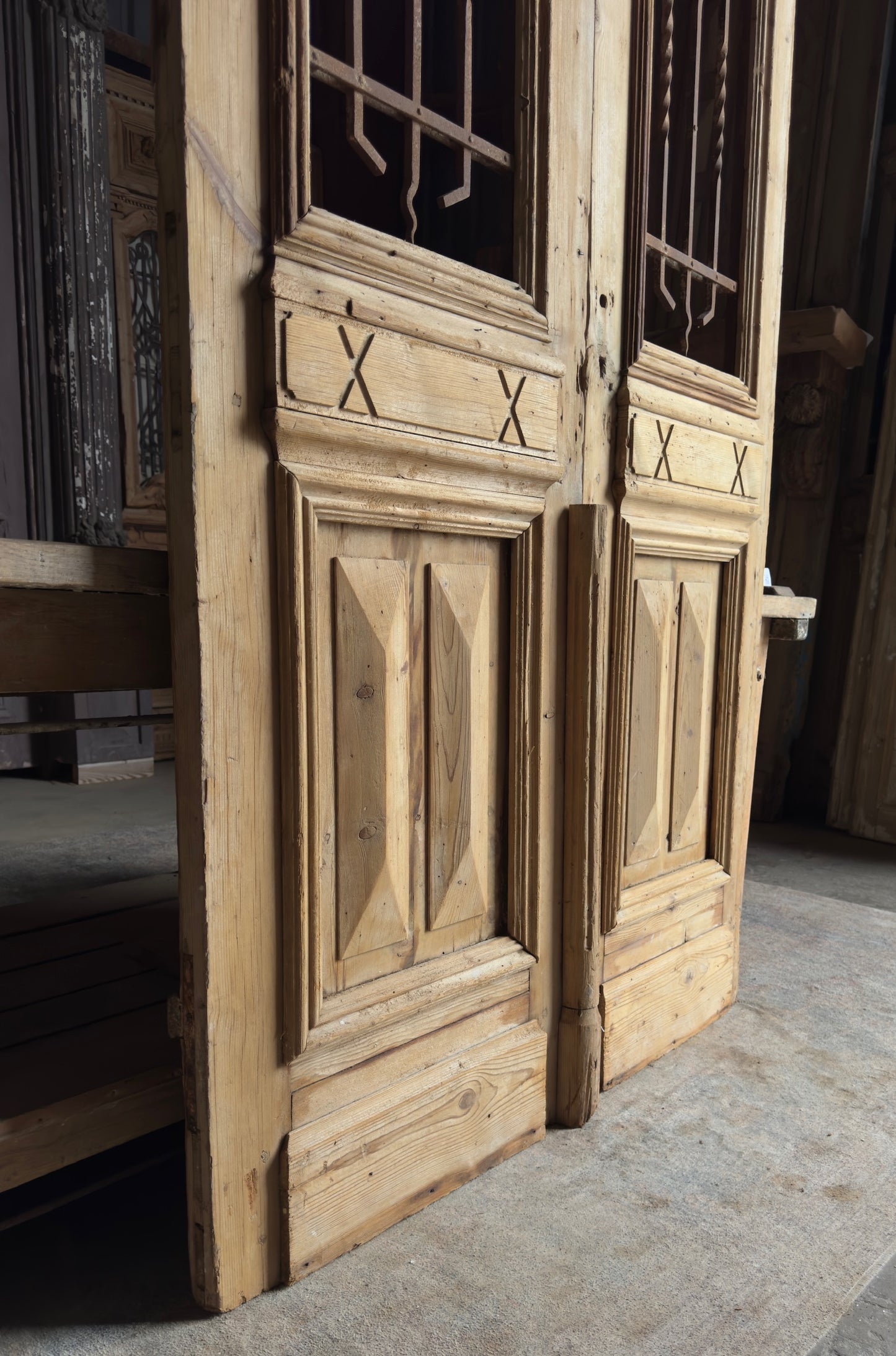 Elegant Antique Iron French Doors - 49.5x104 - L201