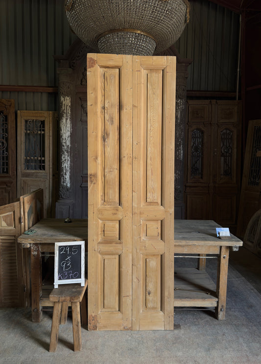 3 Panel Antique Solid French Doors - 29.5x93 K370