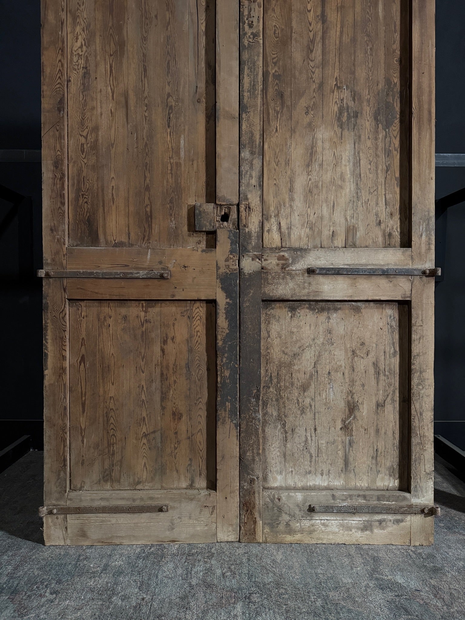 Antique Carved 3 Panel Double Doors - 58.25x97.5 - N119